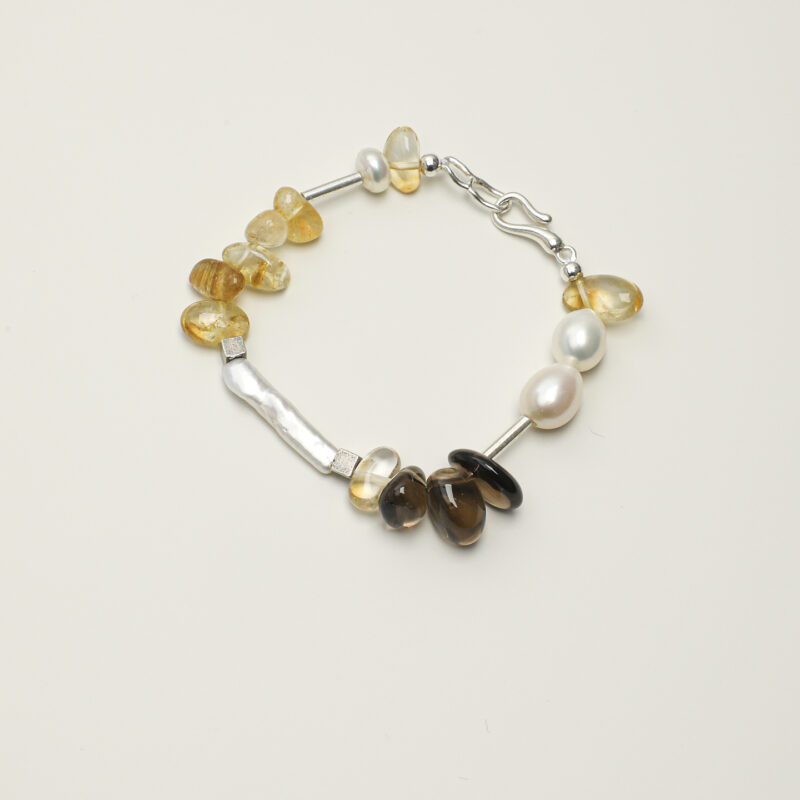 Smoky Quartz, Citrine & Pearl Bracelet