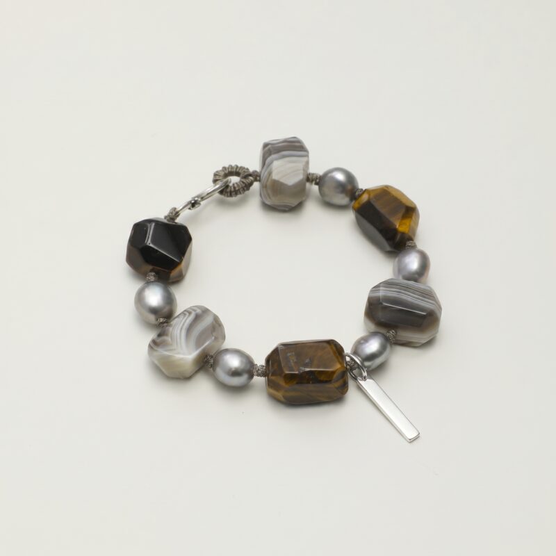 Tiger’s Eye, Agate & Pearl Bracelet
