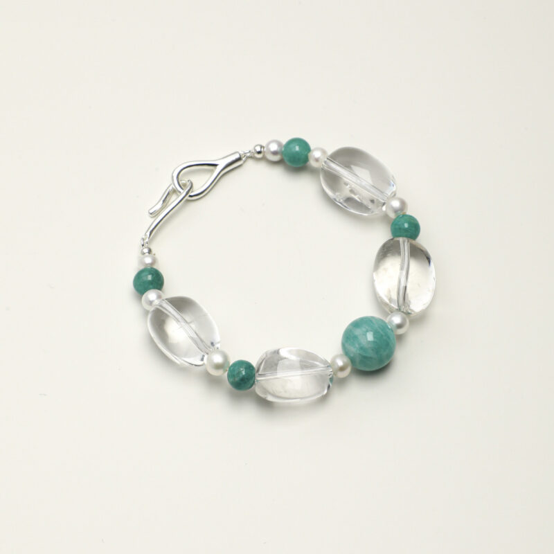 035_PS2508248_ORIGINAL_UNCOMPRESSED Clear Quartz, Amazonite & Pearl Bracelet