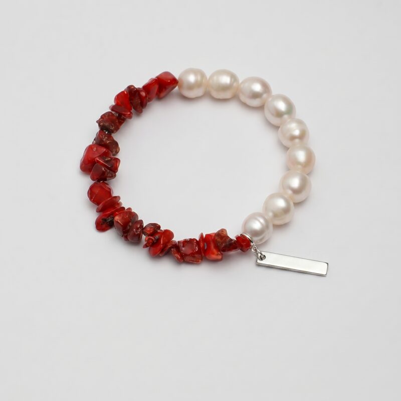 Red Coral & Pearl Bracelet