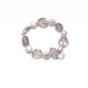 Clear Quartz, Amethyst & Cultured Pearl Bracelet photographed on a pale background
