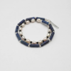 Double-Strand Lapis Lazuli, Tourmaline & Cultured Pearl Bracelet photographed on a pale background