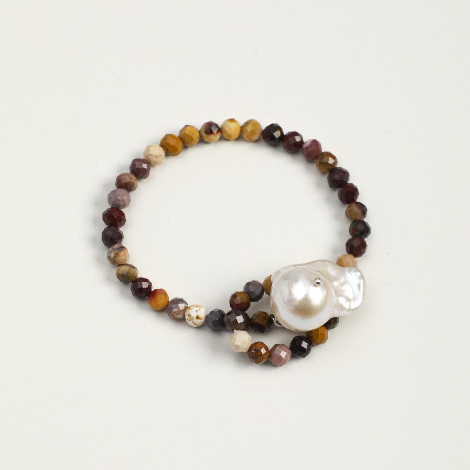 Baroque Cultured Pearl Bracelet photographed on a pale background