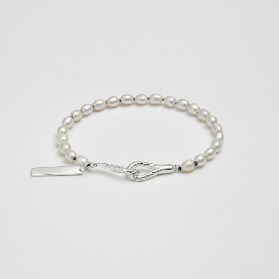 Rice Cultured Pearl Bracelet photographed on a pale background