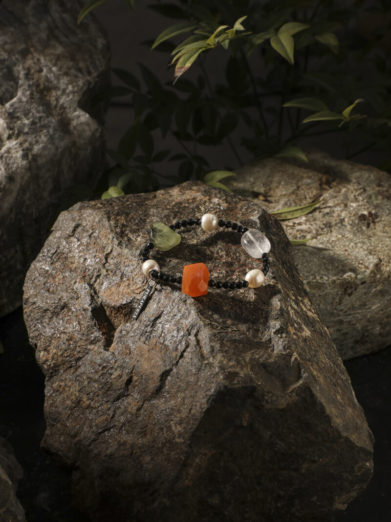Original detail view of Clear Quartz, Agate, Tourmaline & Cultured Pearl Bracelet