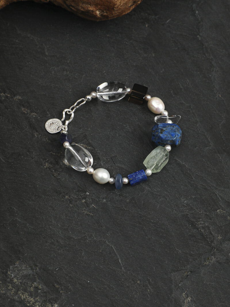 Original detail view of Clear Quartz, Smoky Quartz, Amethyst & Cultured Pearl Bracelet
