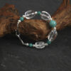 Aura & Qi detail 1J7A0859 Original detail view of Clear Quartz, Amazonite & Cultured Pearl Bracelet