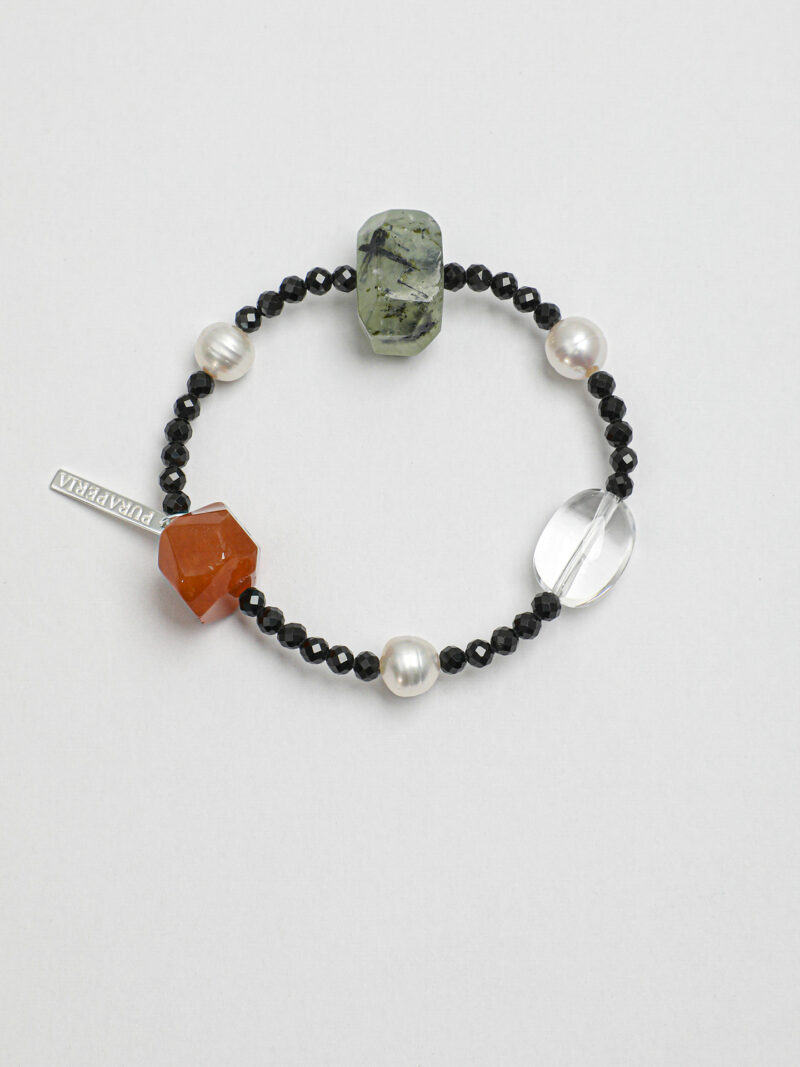Original detail view of Clear Quartz, Agate, Tourmaline & Cultured Pearl Bracelet