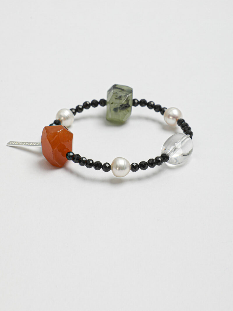 Original detail view of Clear Quartz, Agate, Tourmaline & Cultured Pearl Bracelet