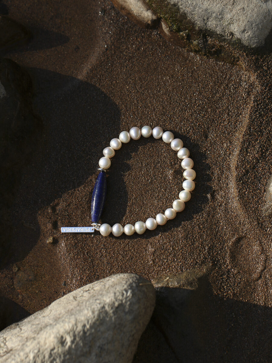 Original detail view of Lapis Lazuli & Pearl Bracelet