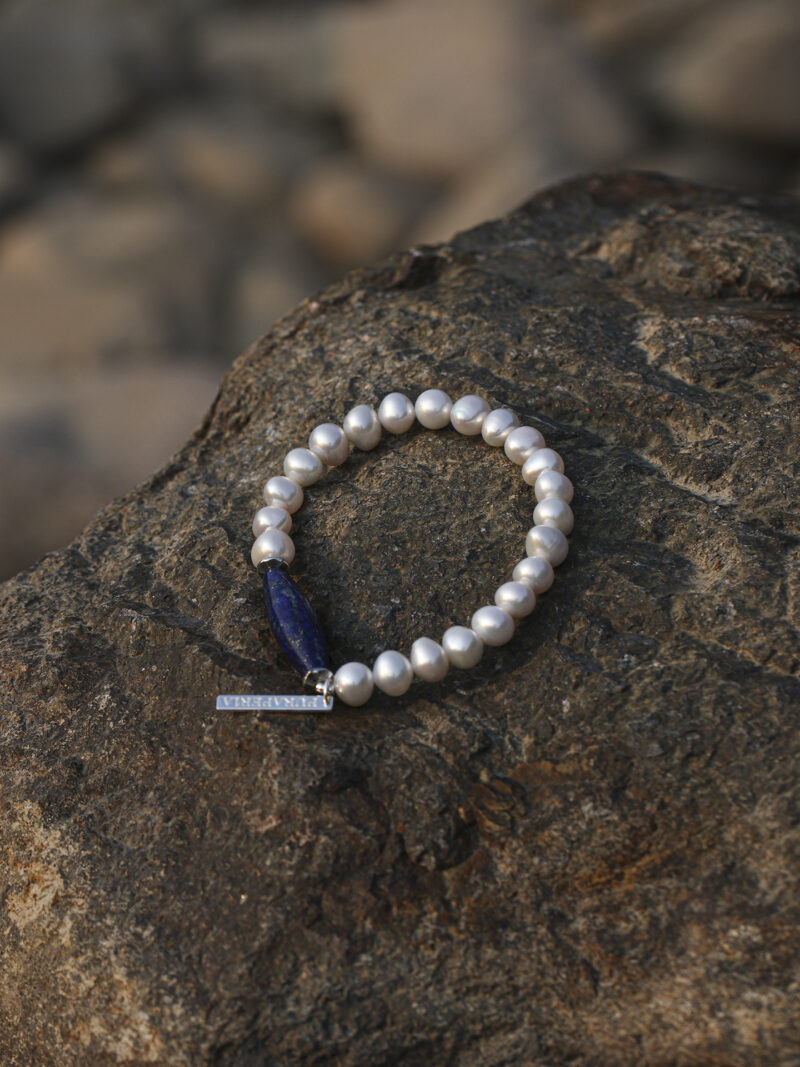 Original detail view of Lapis Lazuli & Cultured Pearl Bracelet