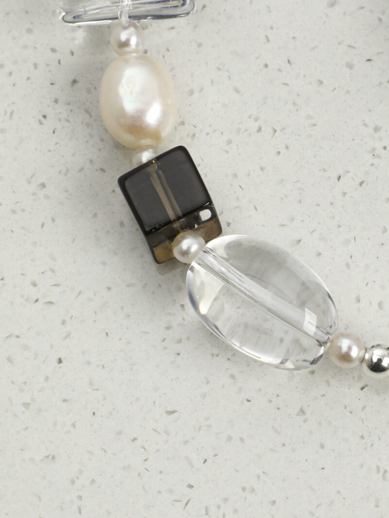 Original detail view of Clear Quartz, Smoky Quartz, Amethyst & Cultured Pearl Bracelet