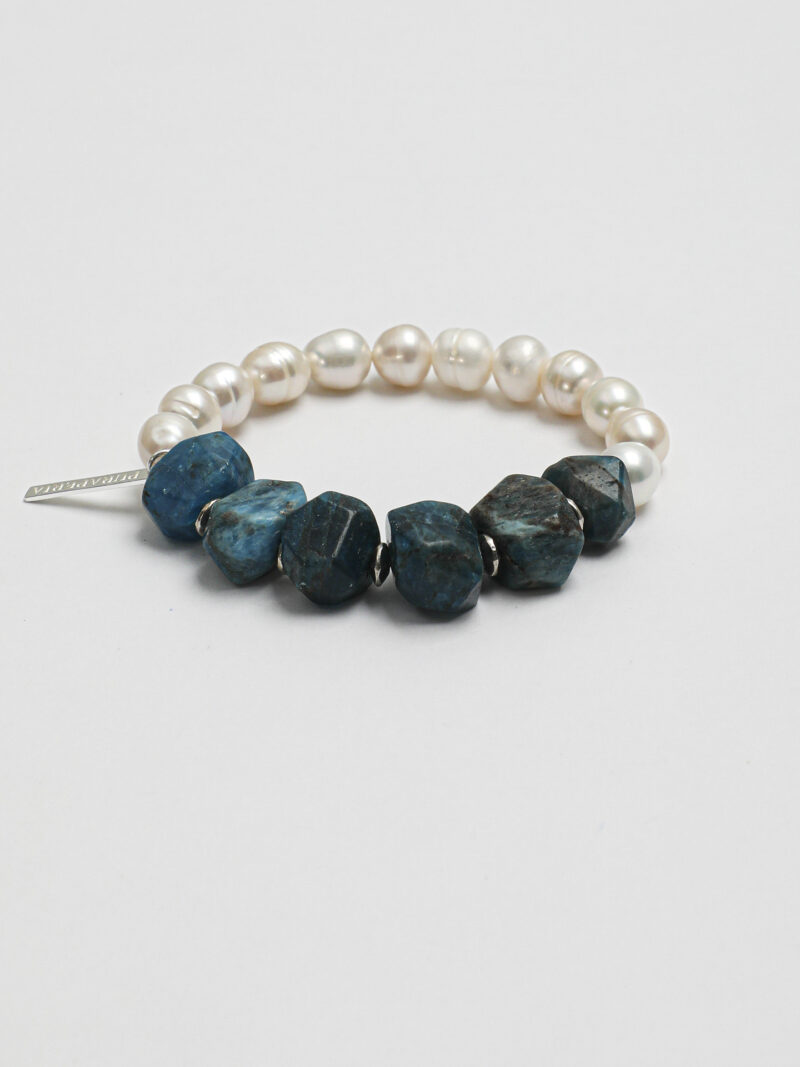 Original detail view of Blue Apatite & Cultured Pearl Bracelet