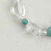 Aura & Qi detail 1J7A0993 Original detail view of Clear Quartz, Amazonite & Cultured Pearl Bracelet