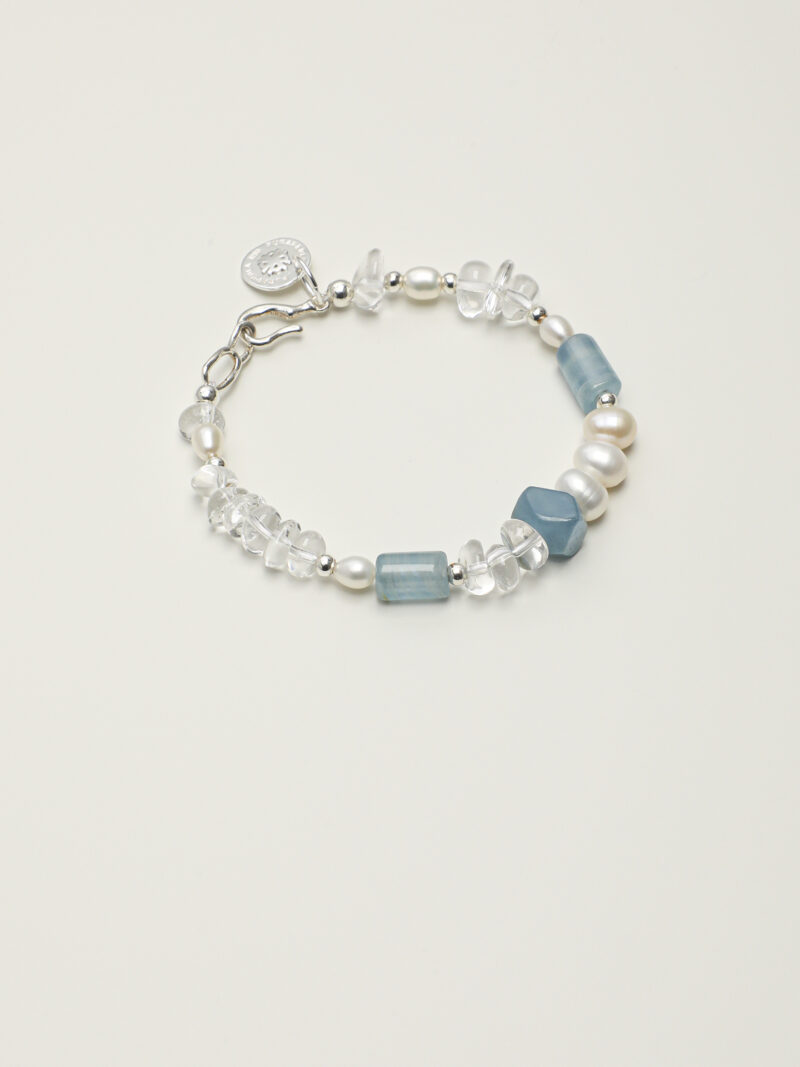 Original detail view of Clear Quartz, Blue Stone & Cultured Pearl Bracelet