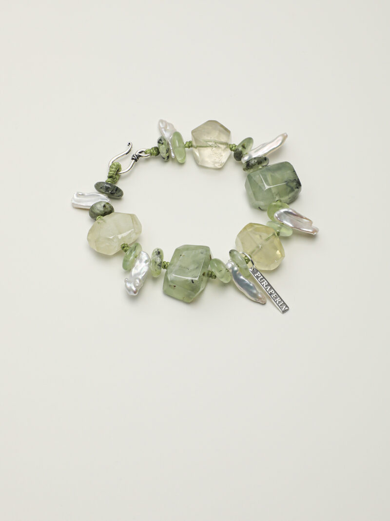 Original detail view of Citrine, Prehnite & Cultured Pearl Bracelet