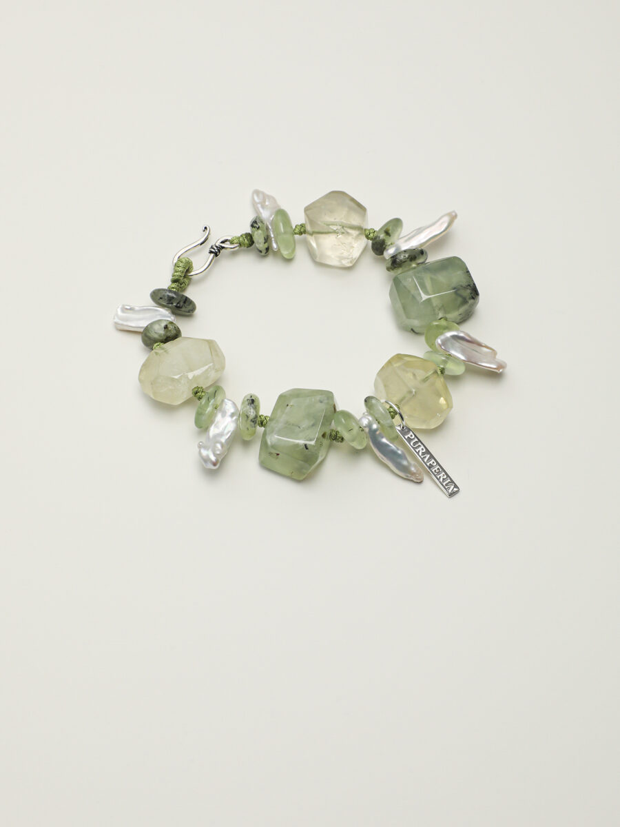 Original detail view of Citrine, Prehnite & Pearl Bracelet