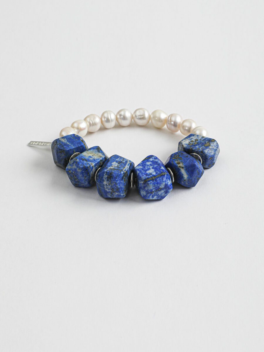 Original detail view of Lapis Lazuli & Pearl Bracelet