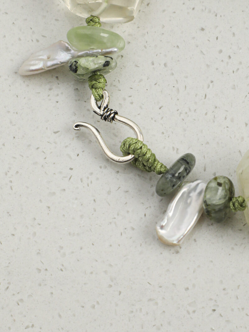 Original detail view of Citrine, Prehnite & Cultured Pearl Bracelet
