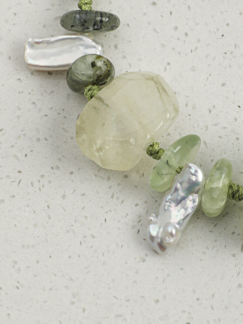 Original detail view of Citrine, Prehnite & Cultured Pearl Bracelet