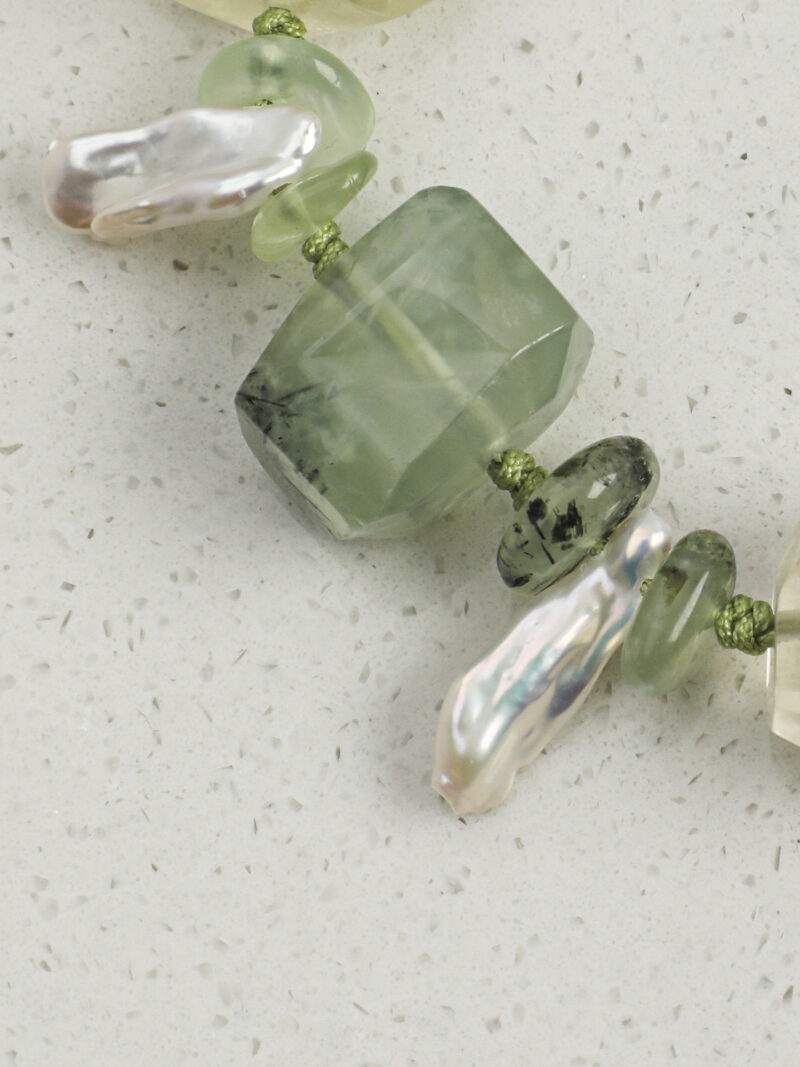 Original detail view of Citrine, Prehnite & Cultured Pearl Bracelet