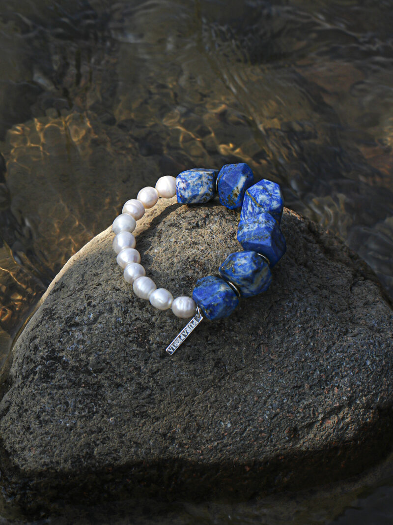 Original detail view of Lapis Lazuli & Cultured Pearl Bracelet