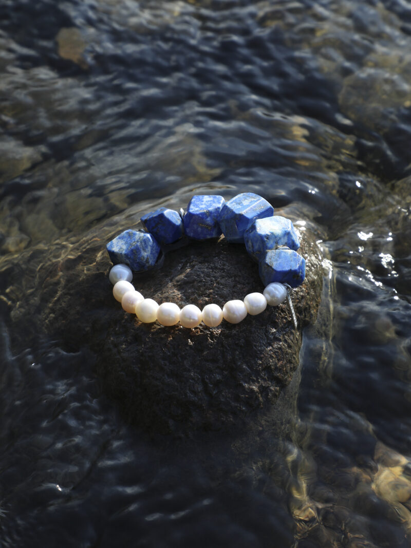 Original detail view of Lapis Lazuli & Cultured Pearl Bracelet