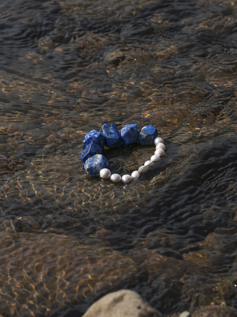 Original detail view of Lapis Lazuli & Cultured Pearl Bracelet