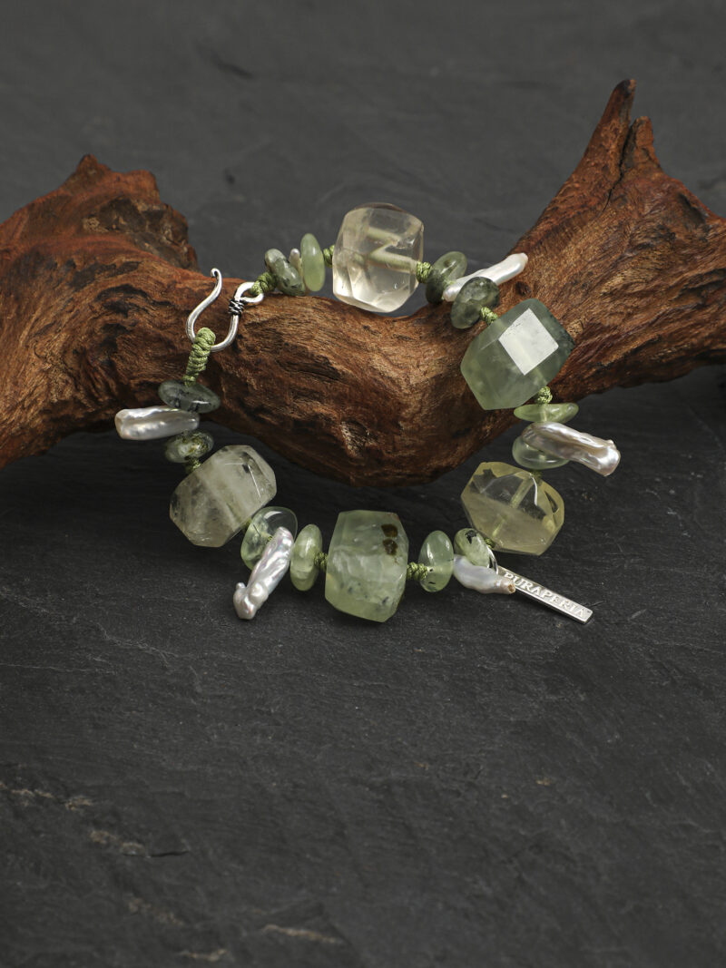Original detail view of Citrine, Prehnite & Cultured Pearl Bracelet