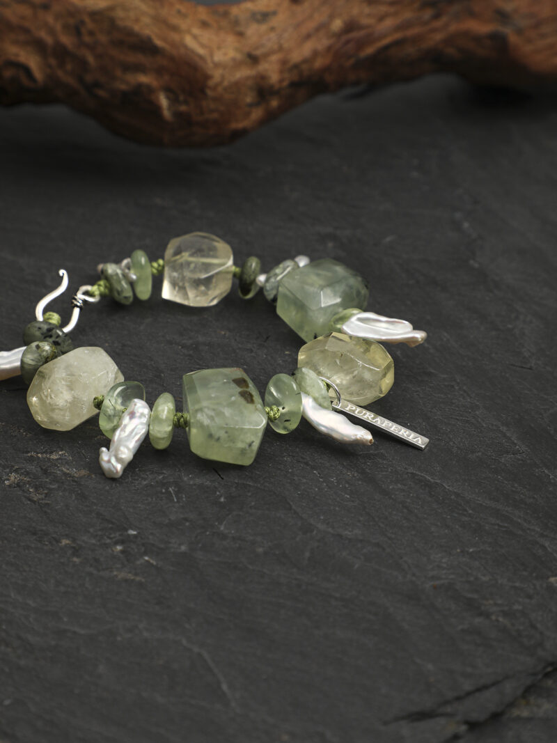Original detail view of Citrine, Prehnite & Cultured Pearl Bracelet