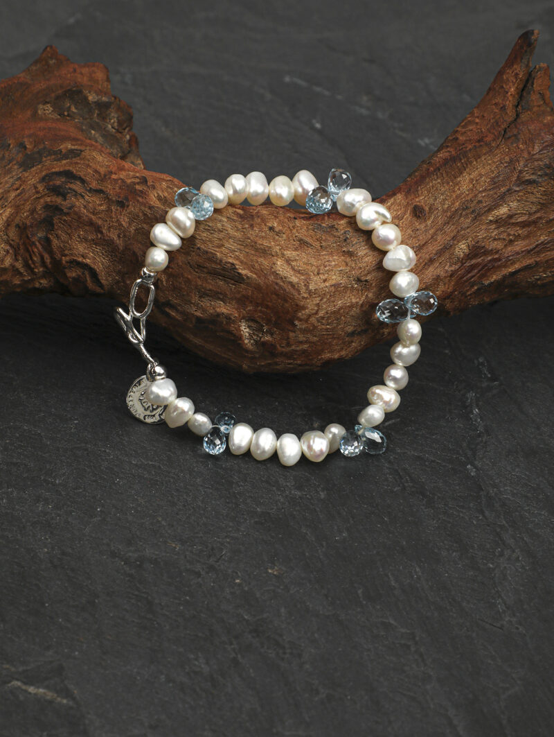 Original detail view of Topaz & Cultured Pearl Bracelet