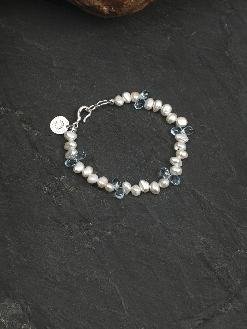 Original detail view of Topaz & Cultured Pearl Bracelet