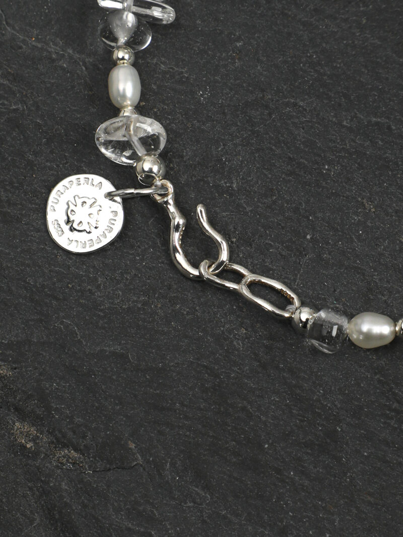 Original detail view of Clear Quartz, Blue Stone & Cultured Pearl Bracelet
