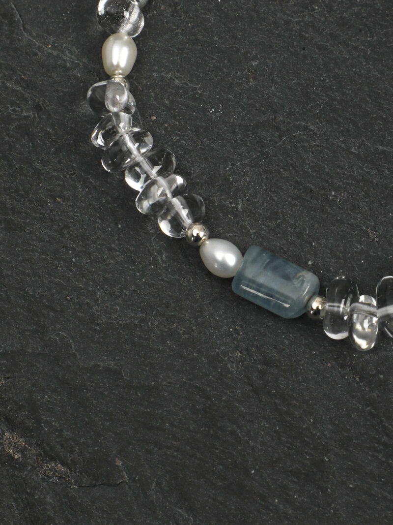 Original detail view of Clear Quartz, Blue Stone & Cultured Pearl Bracelet