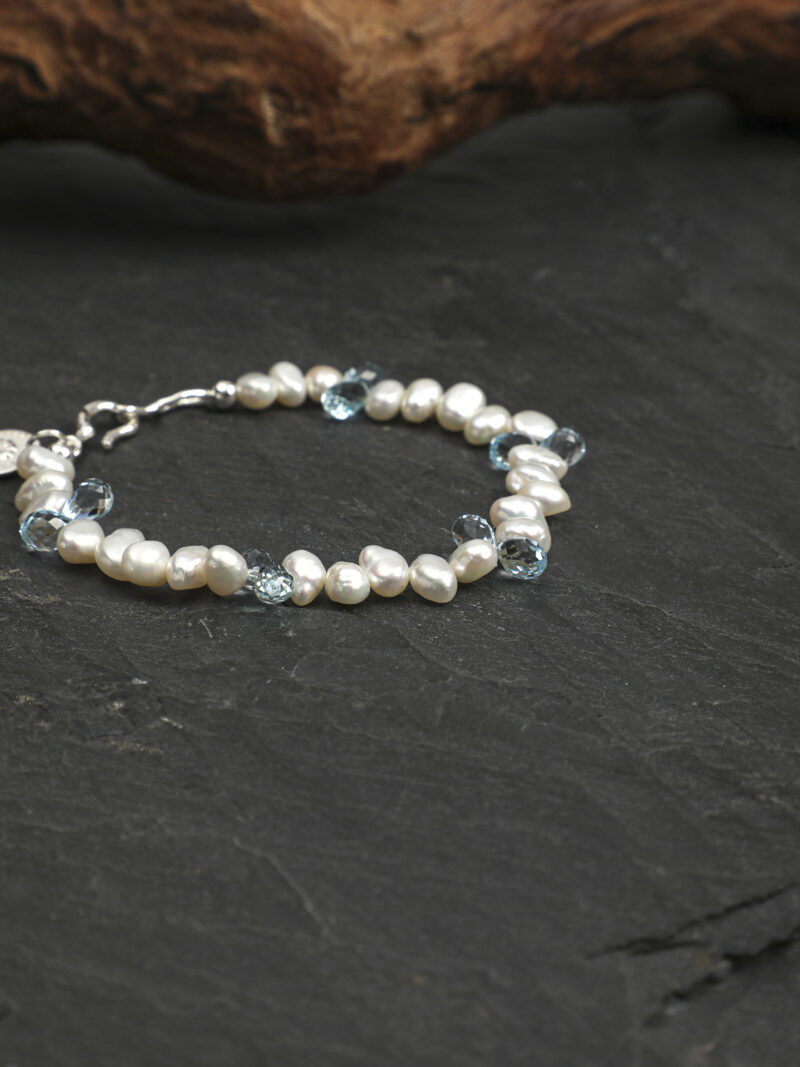 Original detail view of Topaz & Cultured Pearl Bracelet