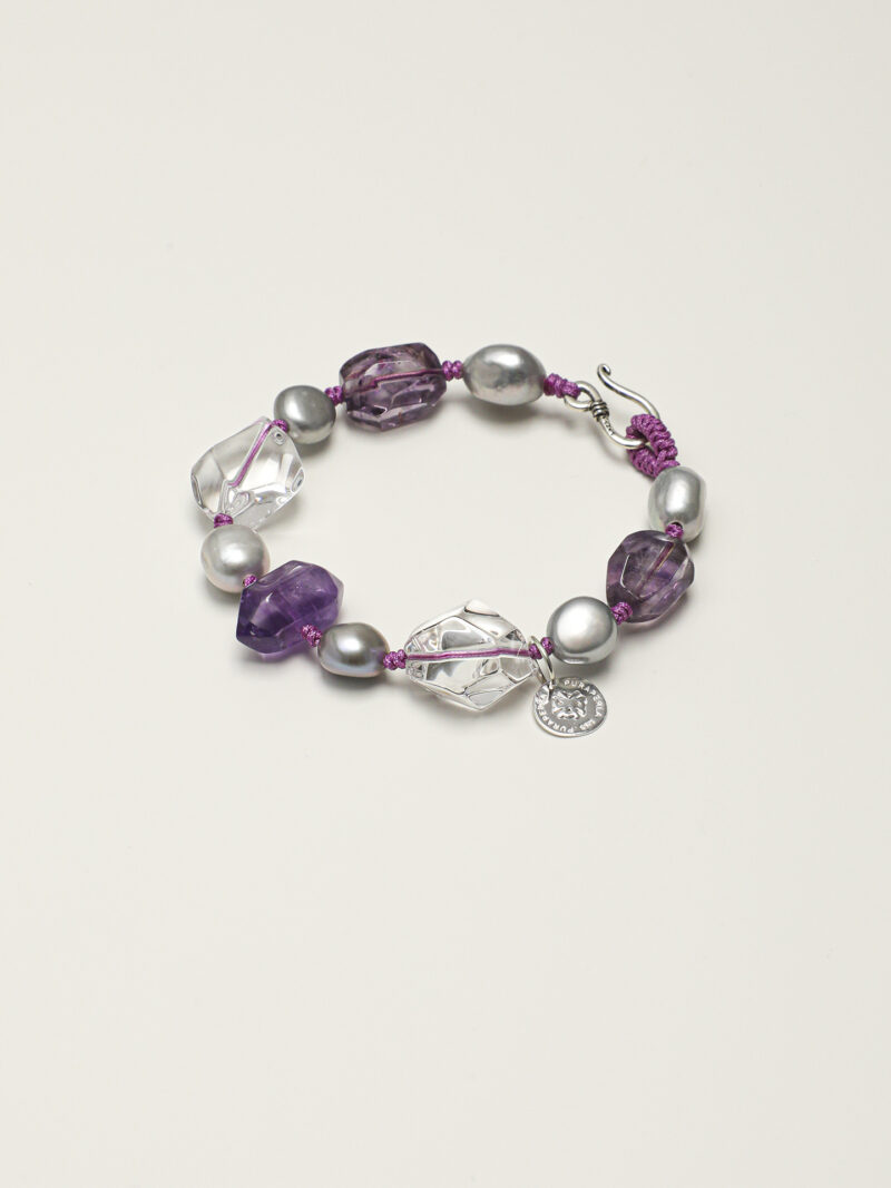 Original detail view of Clear Quartz, Amethyst & Cultured Pearl Bracelet