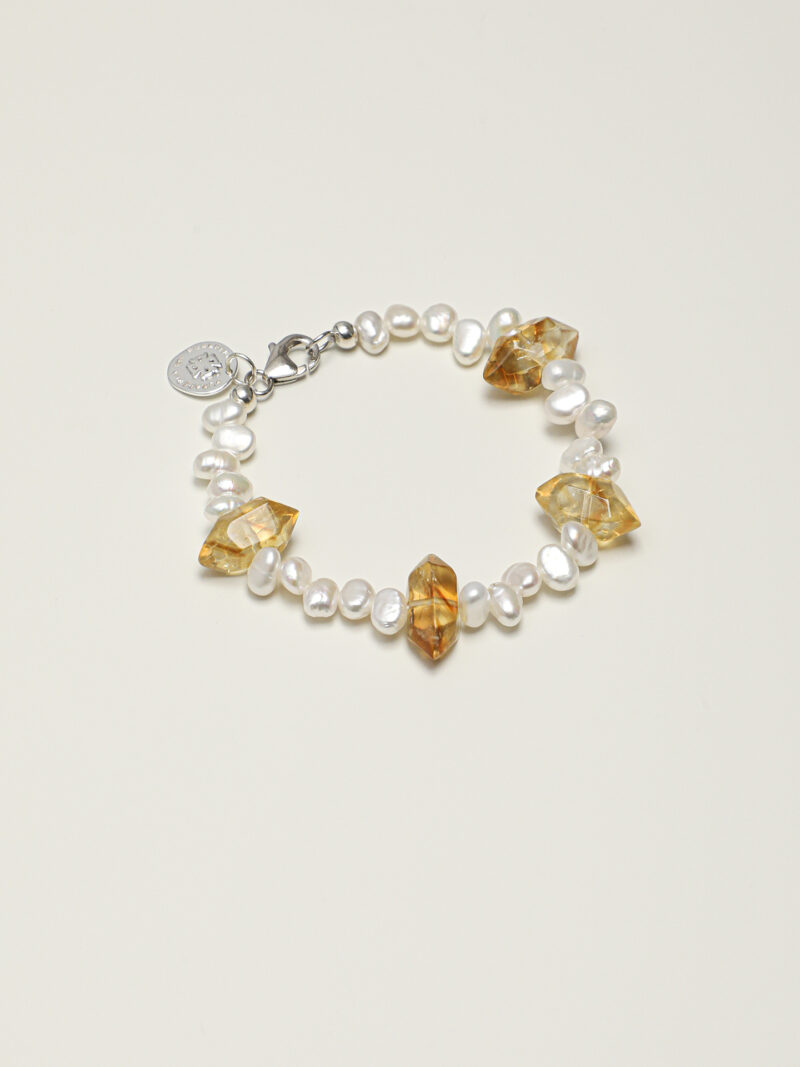 Original detail view of Yellow Quartz & Cultured Pearl Bracelet