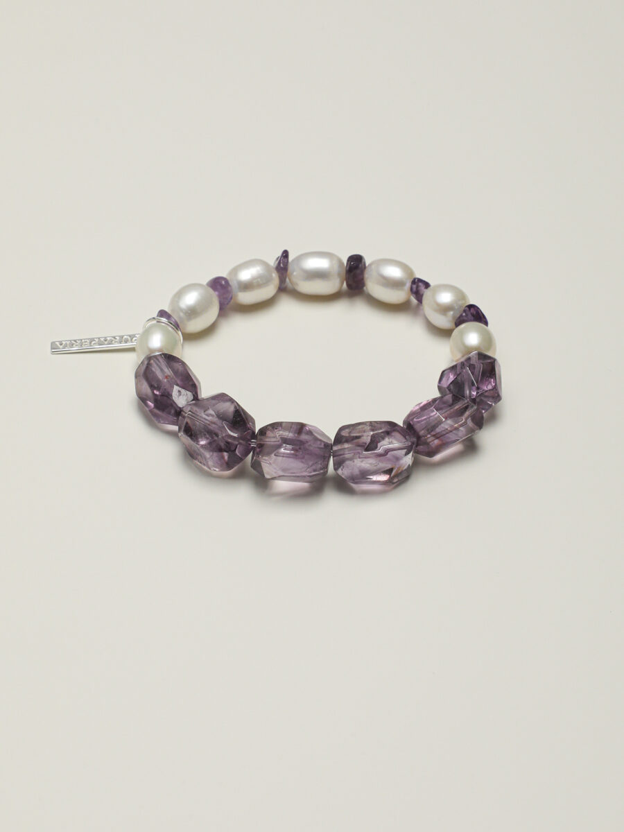 Original detail view of Amethyst & Pearl Bracelet