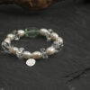 Original detail view of Clear Quartz, Fluorite & Cultured Pearl Bracelet