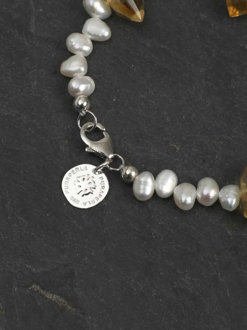 Original detail view of Yellow Quartz & Cultured Pearl Bracelet