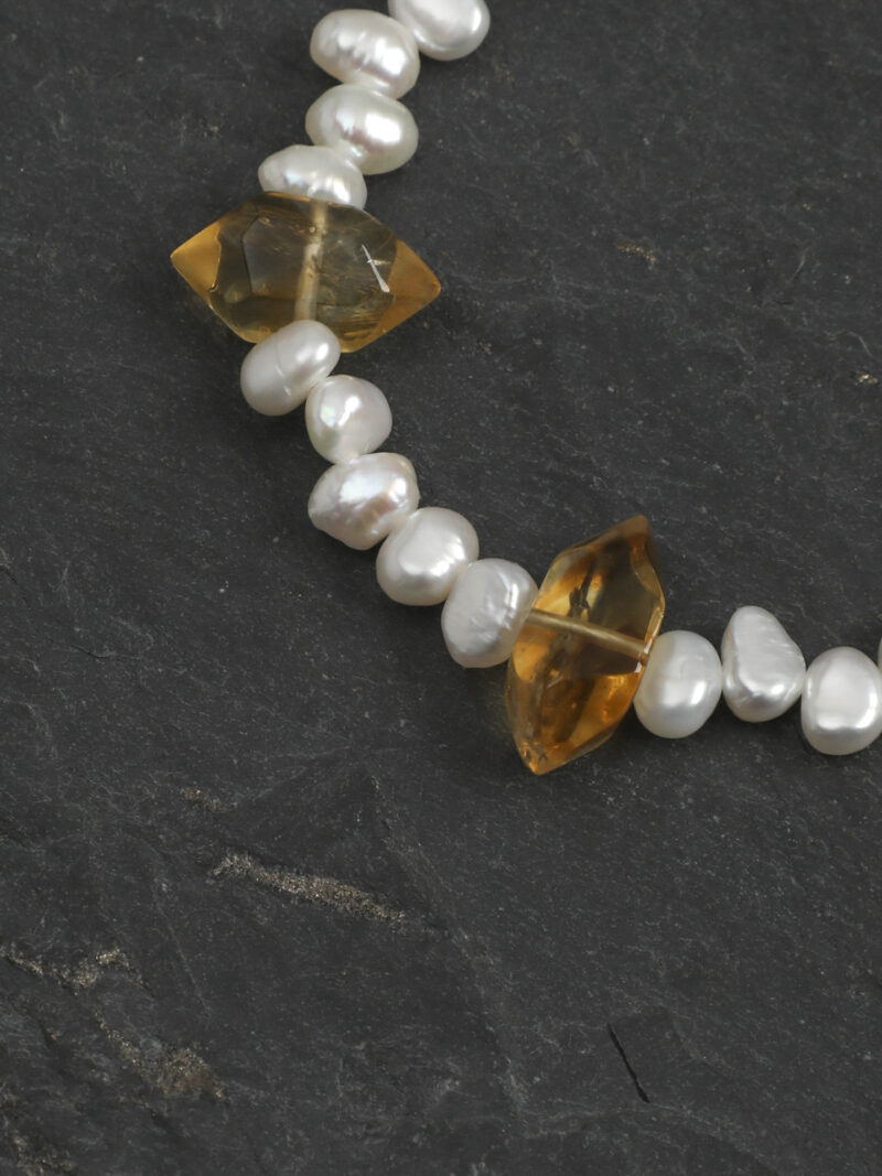Original detail view of Yellow Quartz & Cultured Pearl Bracelet