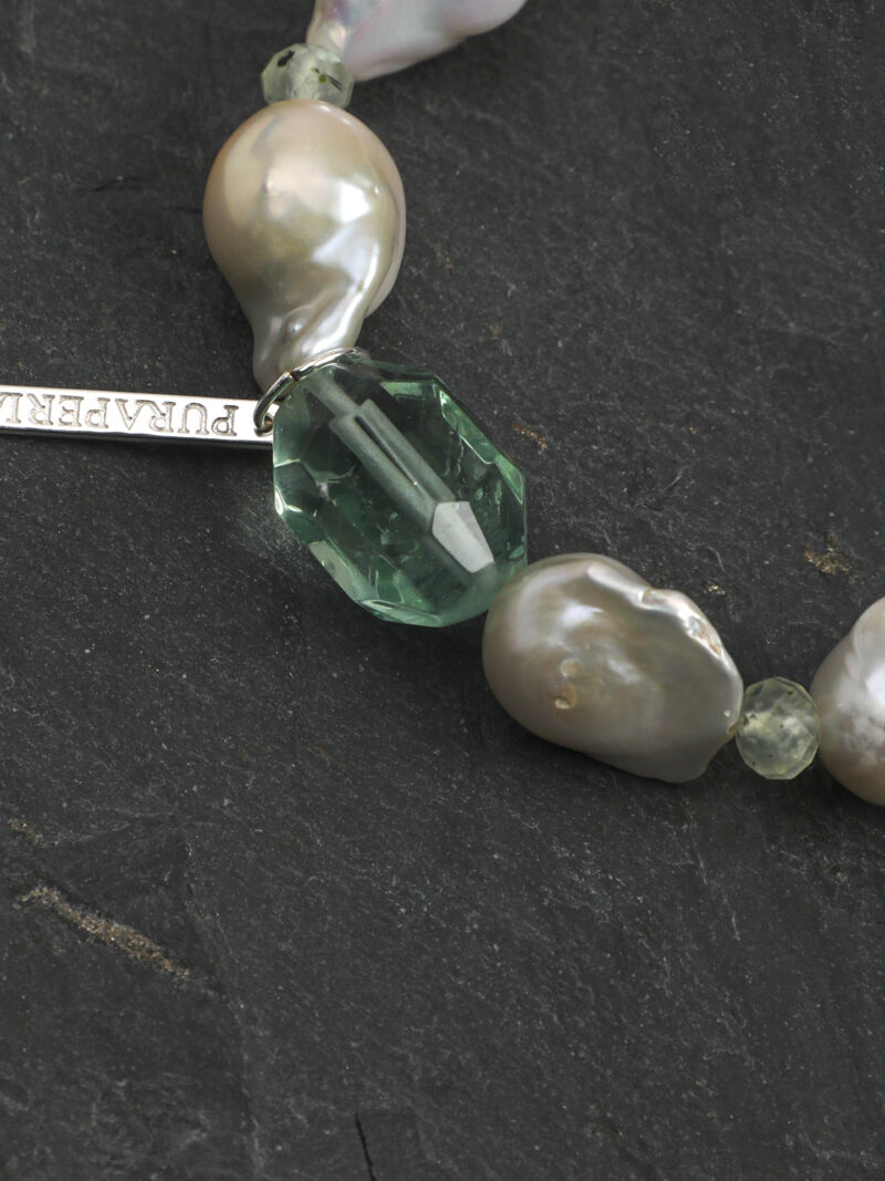 Original detail view of Fluorite, Prehnite & Cultured Pearl Bracelet
