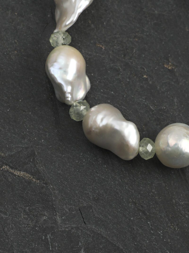 Original detail view of Fluorite, Prehnite & Cultured Pearl Bracelet