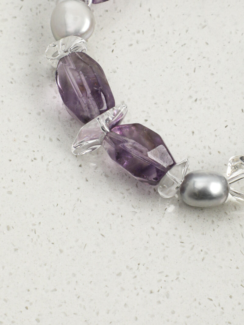 Original detail view of Clear Quartz, Amethyst & Cultured Pearl Bracelet