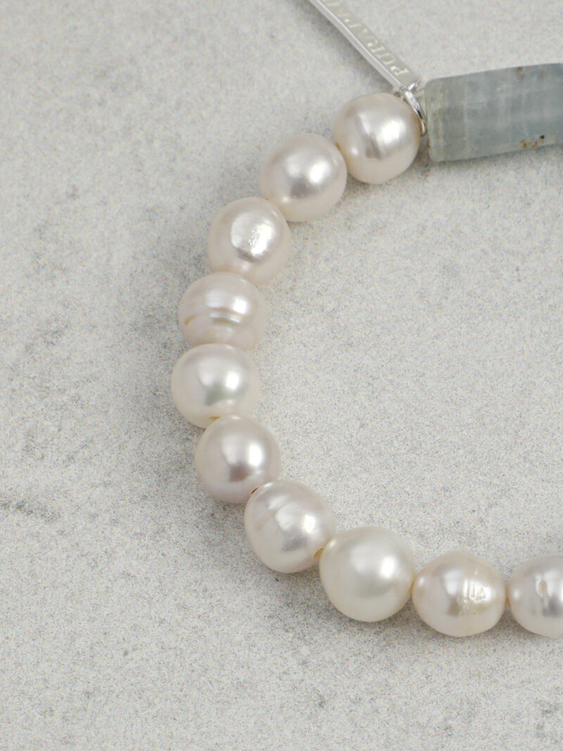 Aura & Qi detail 1J7A2091 Original detail view of Blue Stone & Cultured Pearl Bracelet