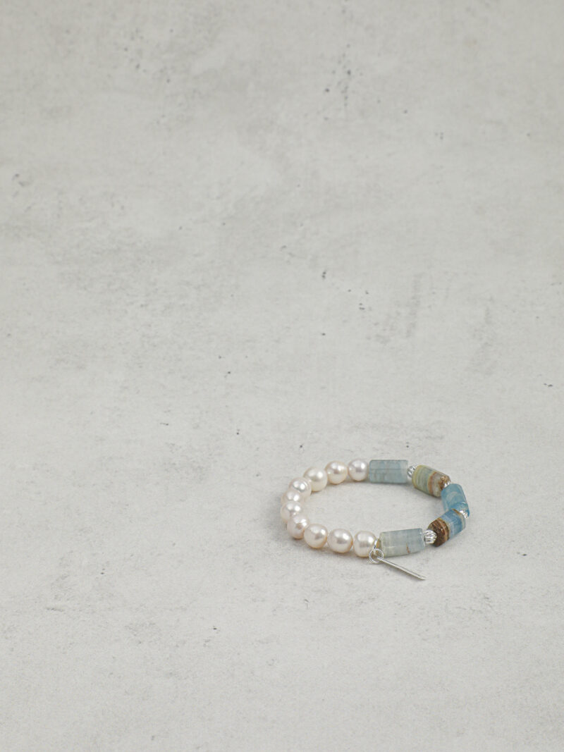 Aura & Qi detail 1J7A2100 Original detail view of Blue Stone & Cultured Pearl Bracelet