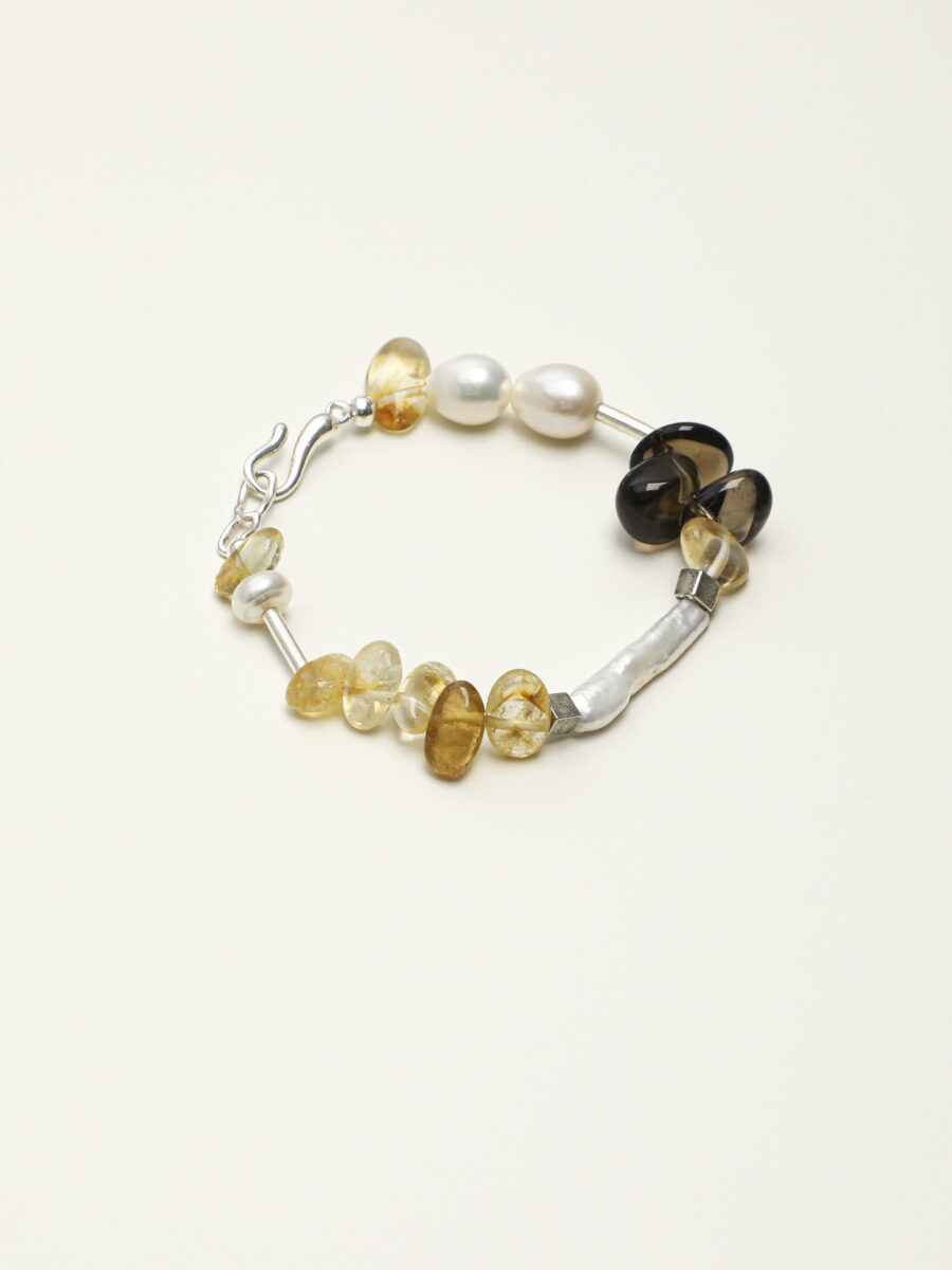 Original detail view of Smoky Quartz, Citrine & Pearl Bracelet