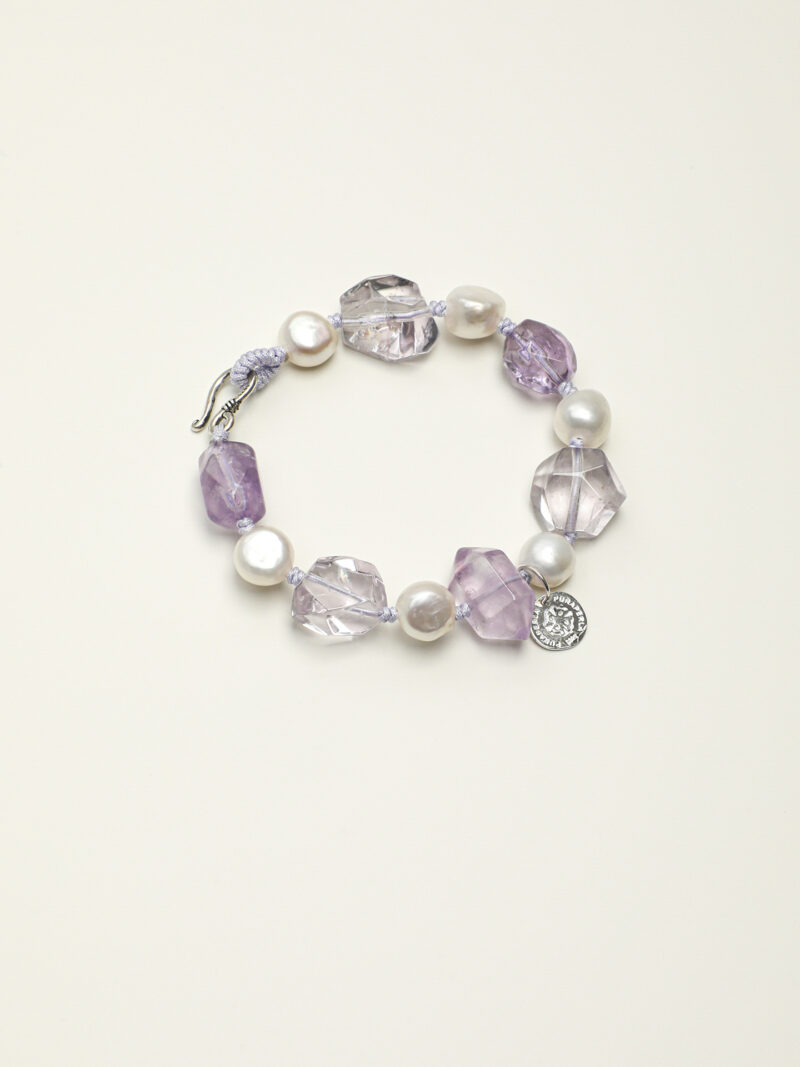 Original detail view of Clear Quartz, Amethyst & Cultured Pearl Bracelet