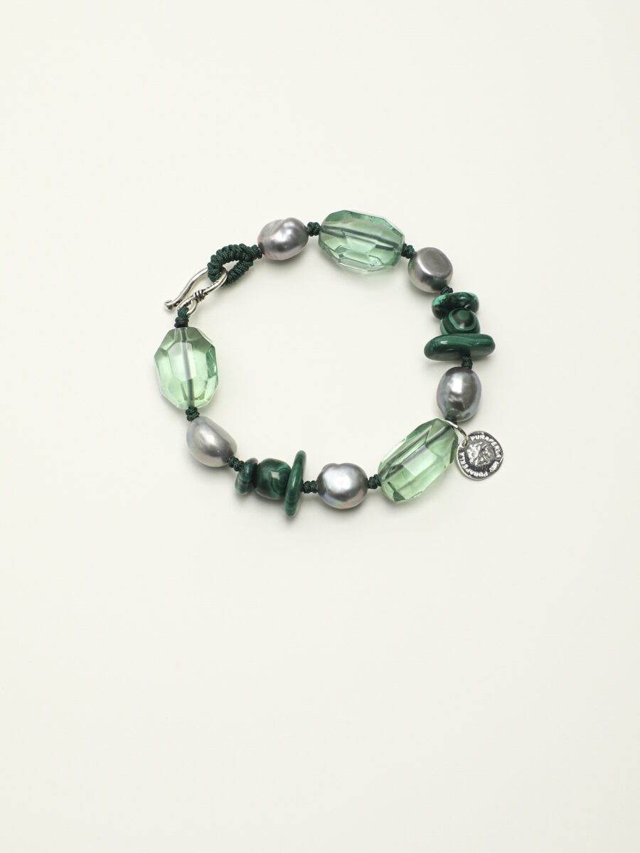 Original detail view of Malachite, Fluorite & Pearl Bracelet