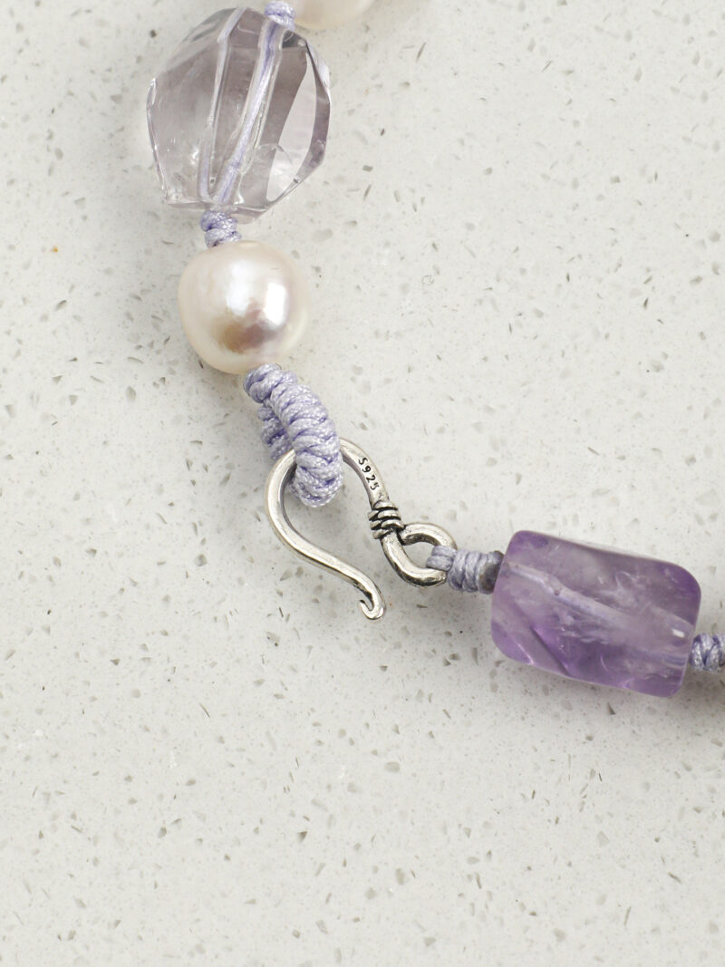 Original detail view of Clear Quartz, Amethyst & Cultured Pearl Bracelet